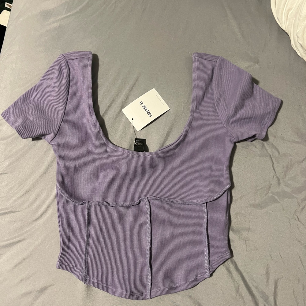 forever 21 purple short sleeve. size small